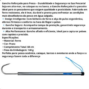 Anzol Fisga Bicheiro Sol E Lua 1 Ponta Aço Carbono 60 Cm